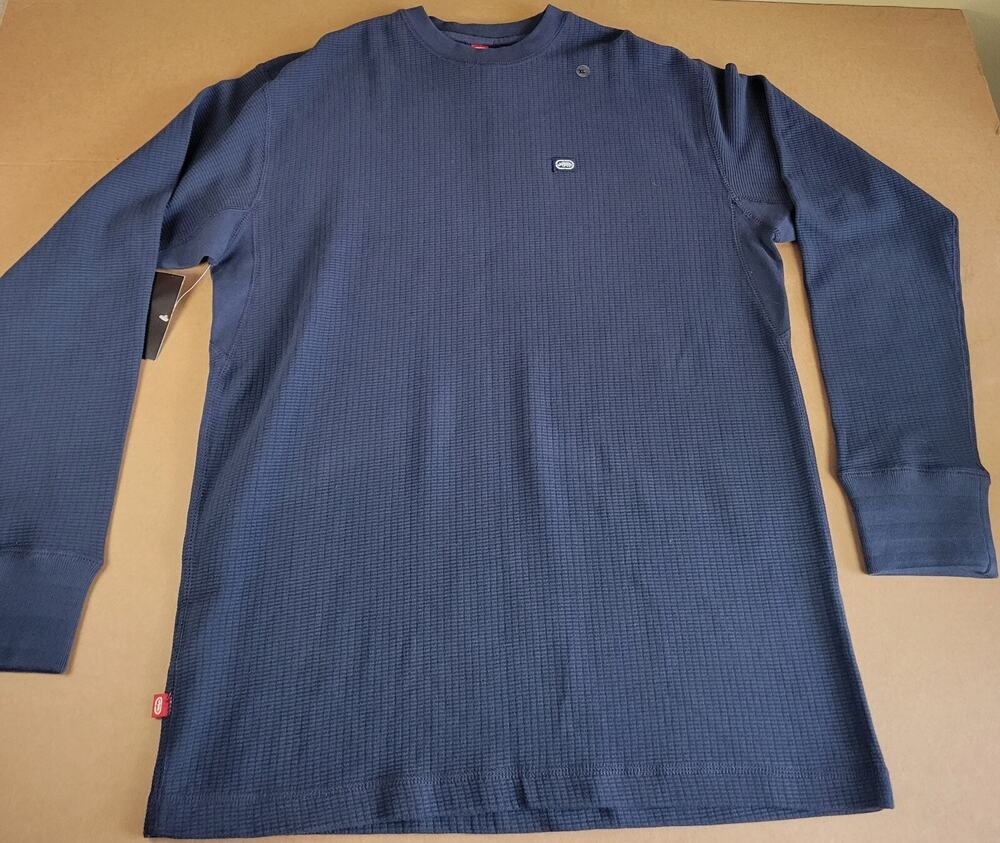 Ecko Unltd Men's Thermal Shirt Long Sleeve XL Waffle Knit NWT Casual Blue